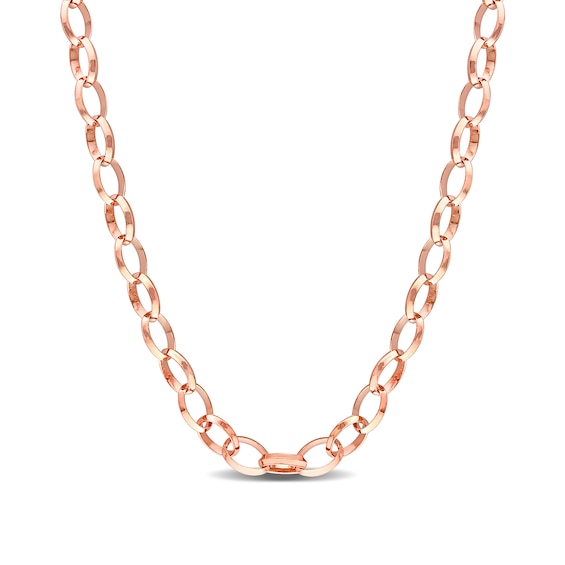 8.0mm Rolo Chain Necklace in Sterling Silver with Rose Rhodium - 24"