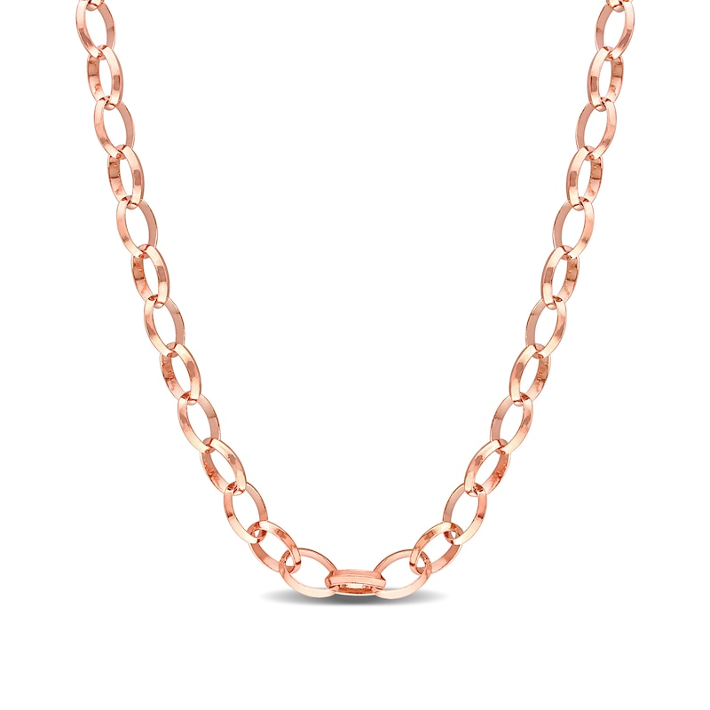 8.0mm Rolo Chain Necklace in Sterling Silver with Rose Rhodium - 24"