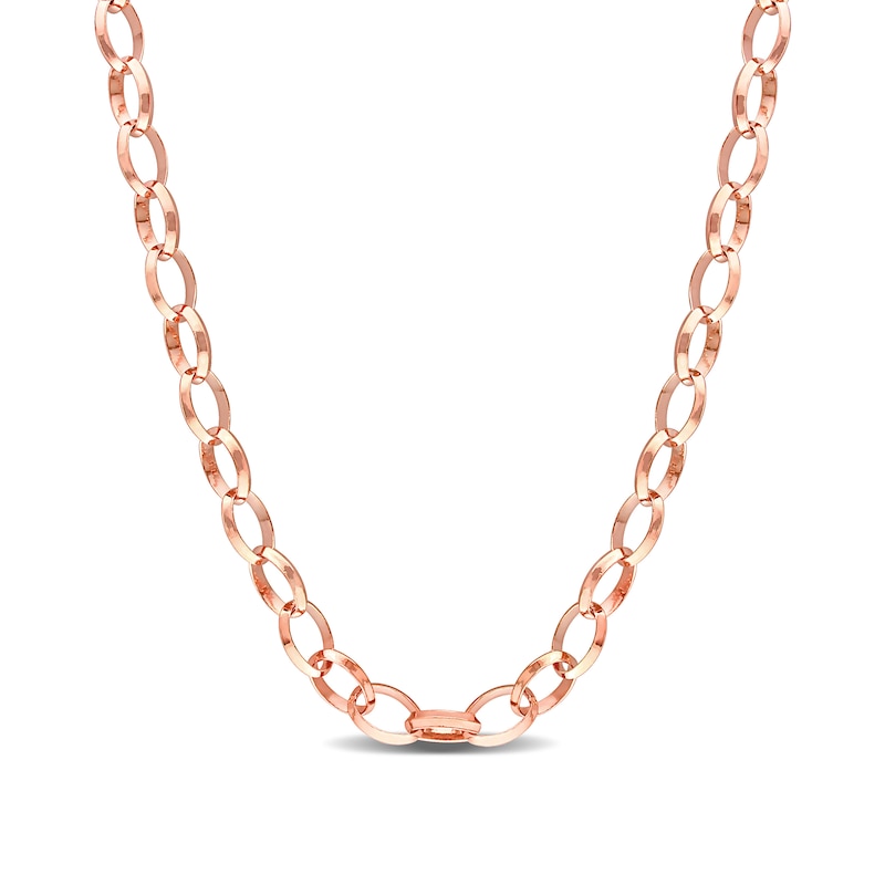 8.0mm Rolo Chain Necklace in Sterling Silver with Rose Rhodium - 24"|Peoples Jewellers