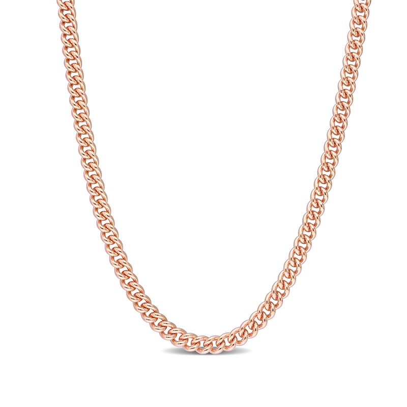 4.4mm Curb Chain Necklace in Sterling Silver with Rose Rhodium