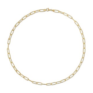 6.0mm Paper Clip Chain Necklace in Sterling Silver with Yellow Rhodium