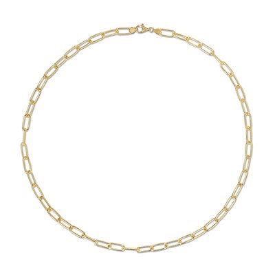 6.0mm Paper Clip Chain Necklace in Sterling Silver with Yellow Rhodium