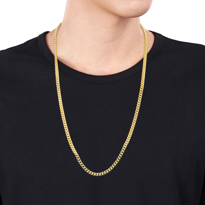 Main Image 2 of 4.4mm Curb Chain Necklace in Sterling Silver with Yellow Rhodium - 24"
