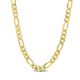 5.5mm Figaro Chain Necklace in Sterling Silver with Yellow Rhodium - 24"
