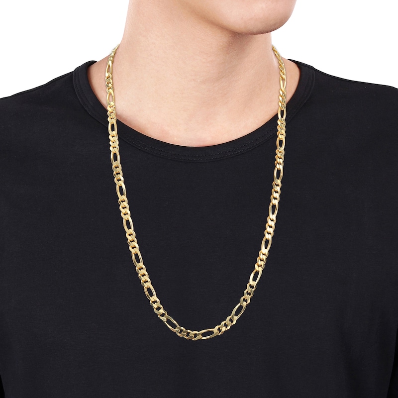 Main Image 2 of 5.5mm Figaro Chain Necklace in Sterling Silver with Yellow Rhodium - 24"