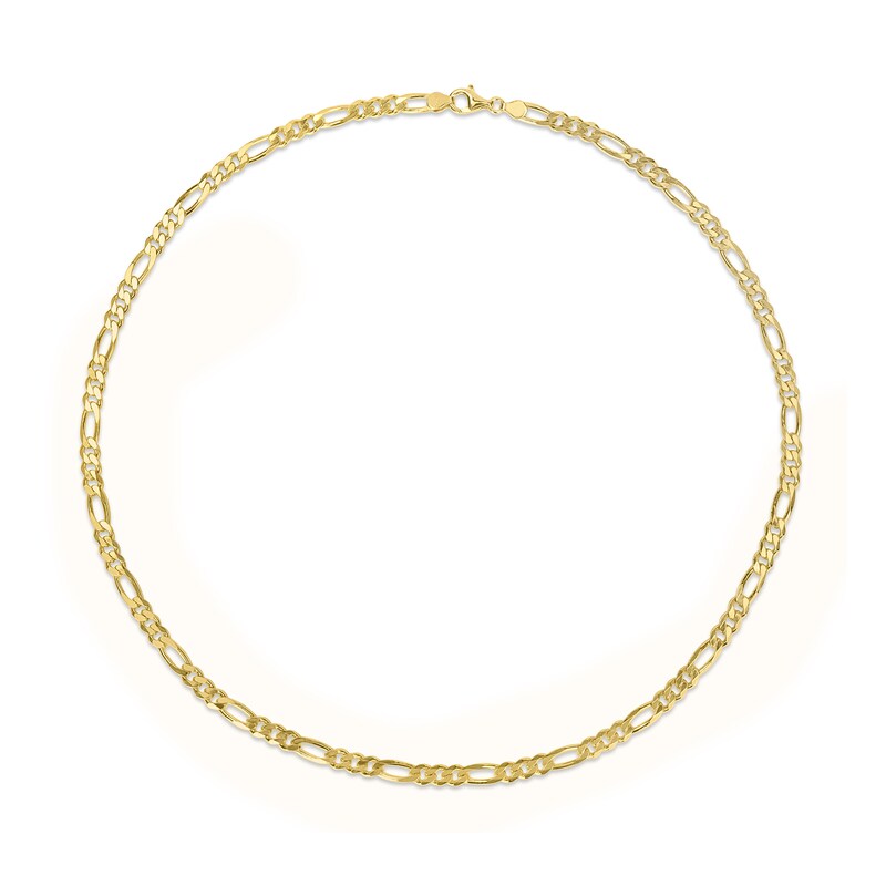 Main Image 3 of 5.5mm Figaro Chain Necklace in Sterling Silver with Yellow Rhodium - 24"