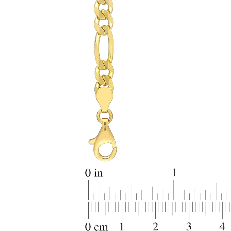 Main Image 4 of 5.5mm Figaro Chain Necklace in Sterling Silver with Yellow Rhodium - 24"