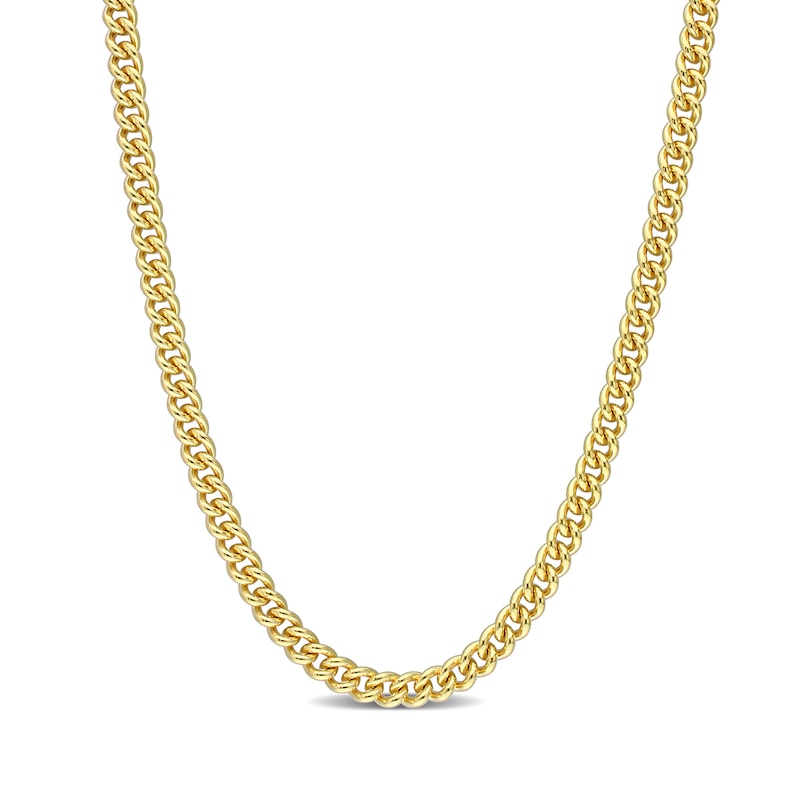 4.4mm Curb Chain Necklace in Sterling Silver with Yellow Rhodium