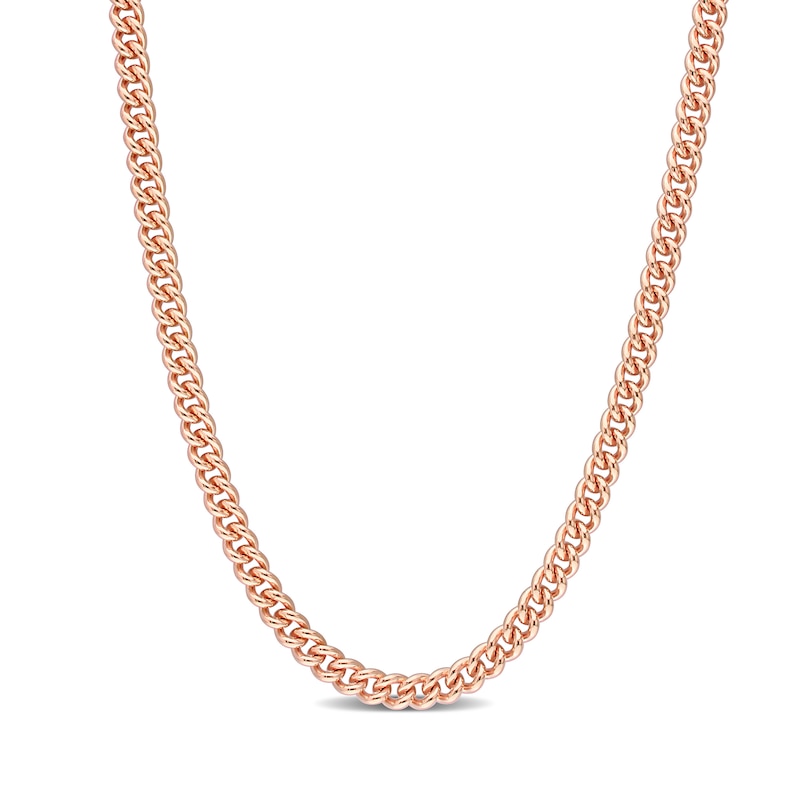 Main Image 1 of 4.4mm Curb Chain Necklace in Sterling Silver with Rose Rhodium - 20"