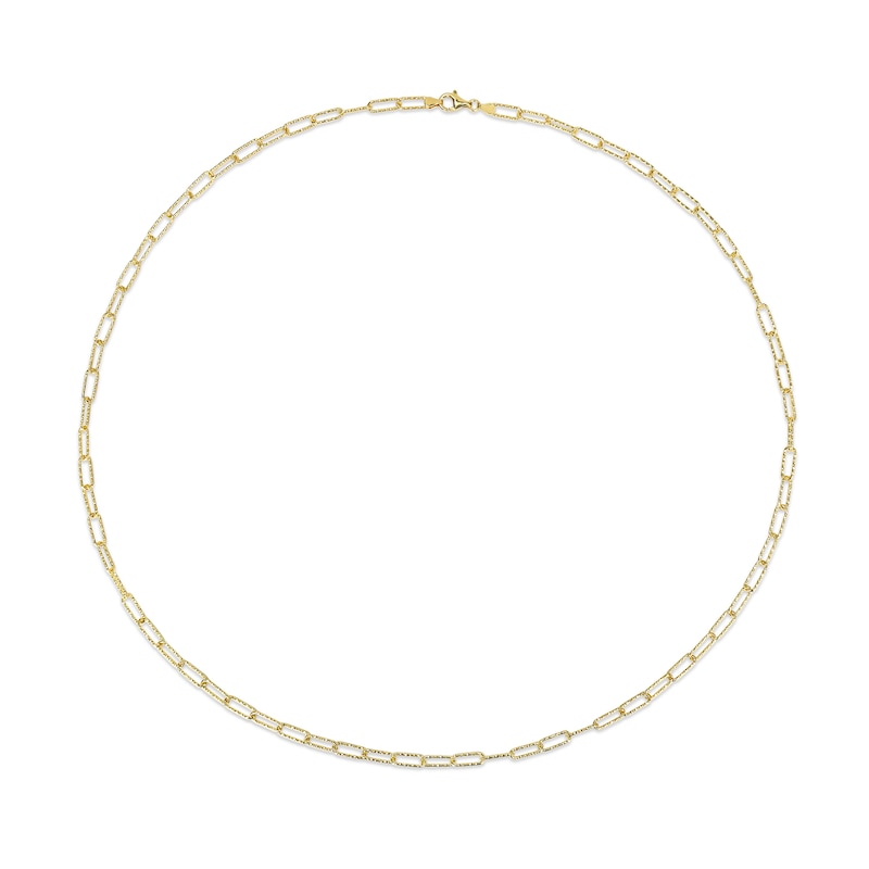 5.0mm Diamond-Cut Paper Clip Chain Necklace in Sterling Silver with Yellow Rhodium