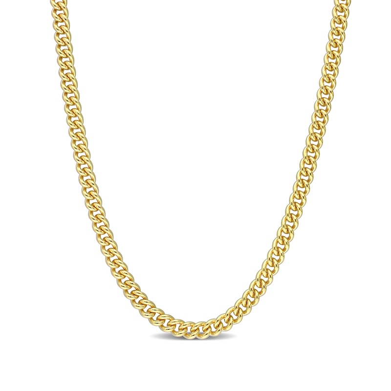 Main Image 1 of 4.4mm Curb Chain Necklace in Sterling Silver with Yellow Rhodium
