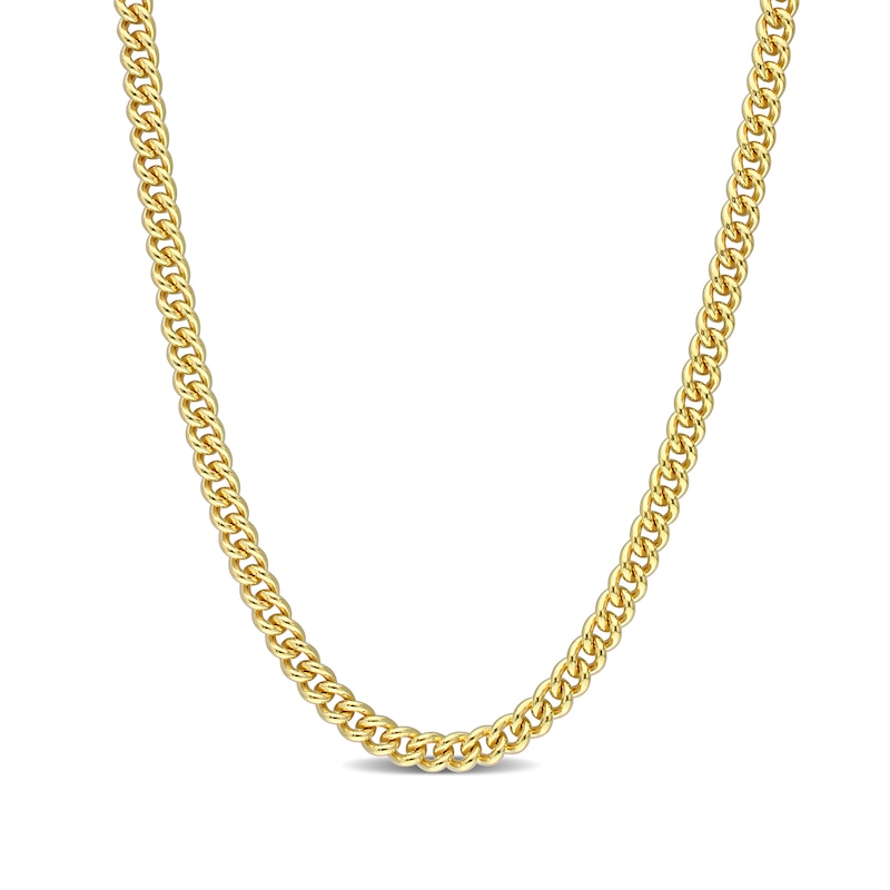 4.4mm Curb Chain Necklace in Sterling Silver with Yellow Rhodium|Peoples Jewellers