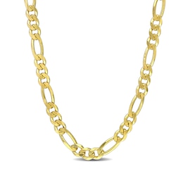 5.5mm Figaro Chain Necklace in Sterling Silver with Yellow Rhodium - 20&quot;