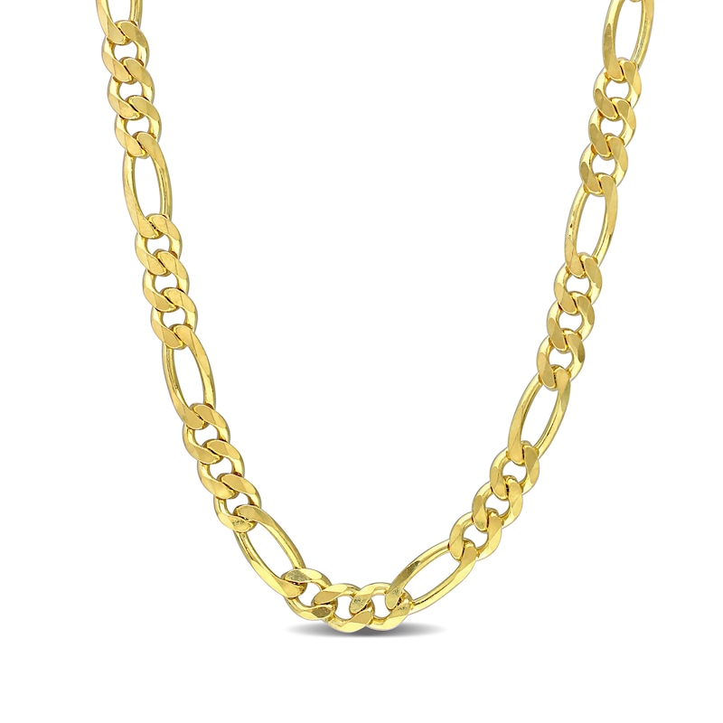 Main Image 1 of 5.5mm Figaro Chain Necklace in Sterling Silver with Yellow Rhodium - 20"