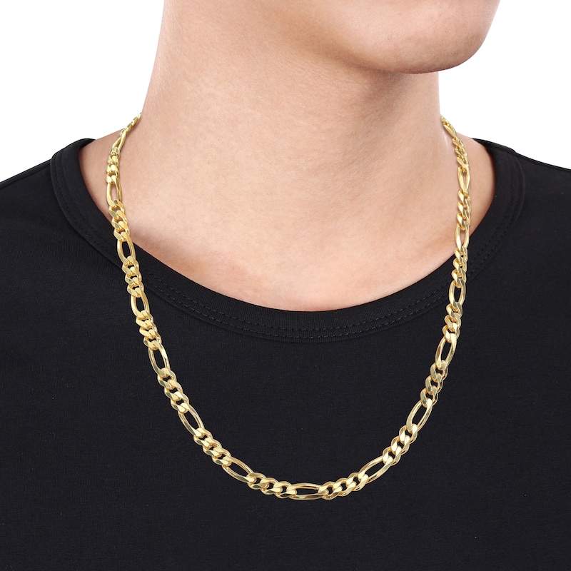 Main Image 2 of 5.5mm Figaro Chain Necklace in Sterling Silver with Yellow Rhodium - 20"