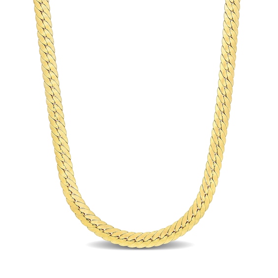 5.0mm Herringbone Chain Necklace in Sterling Silver with Yellow Rhodium