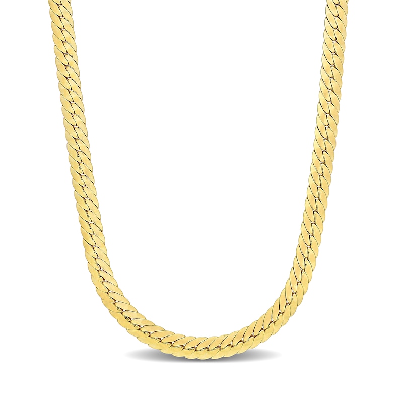 Main Image 1 of 5.0mm Herringbone Chain Necklace in Sterling Silver with Yellow Rhodium
