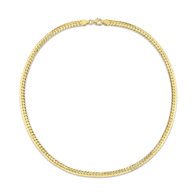 5.0mm Herringbone Chain Necklace in Sterling Silver with Yellow Rhodium