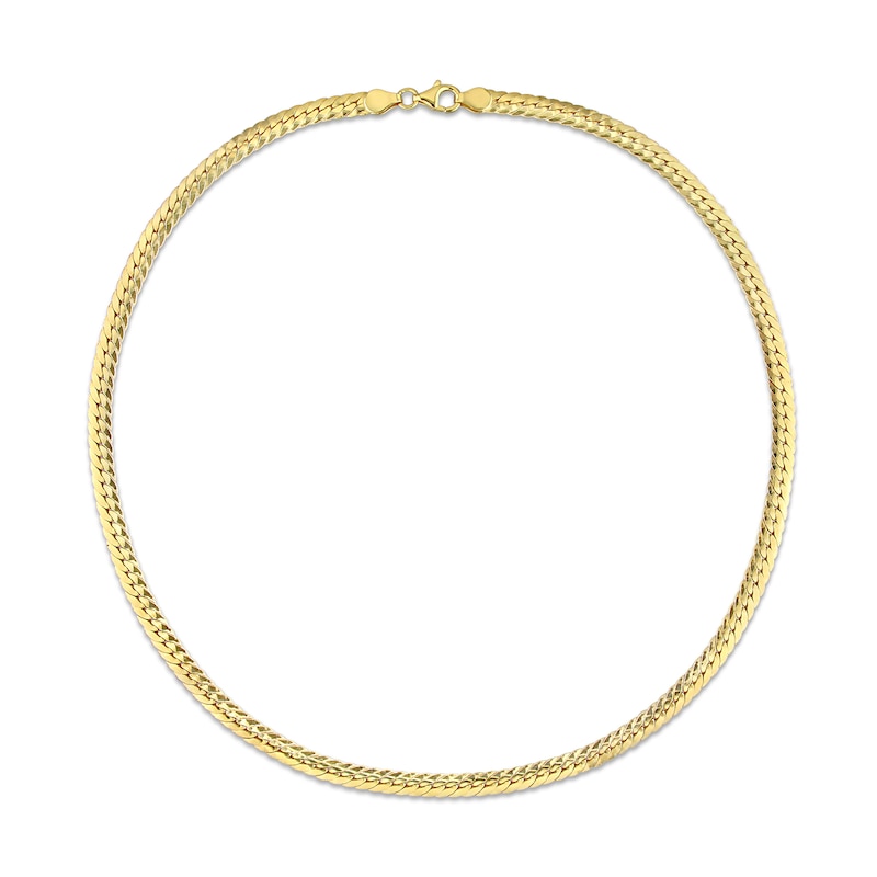 Main Image 3 of 5.0mm Herringbone Chain Necklace in Sterling Silver with Yellow Rhodium