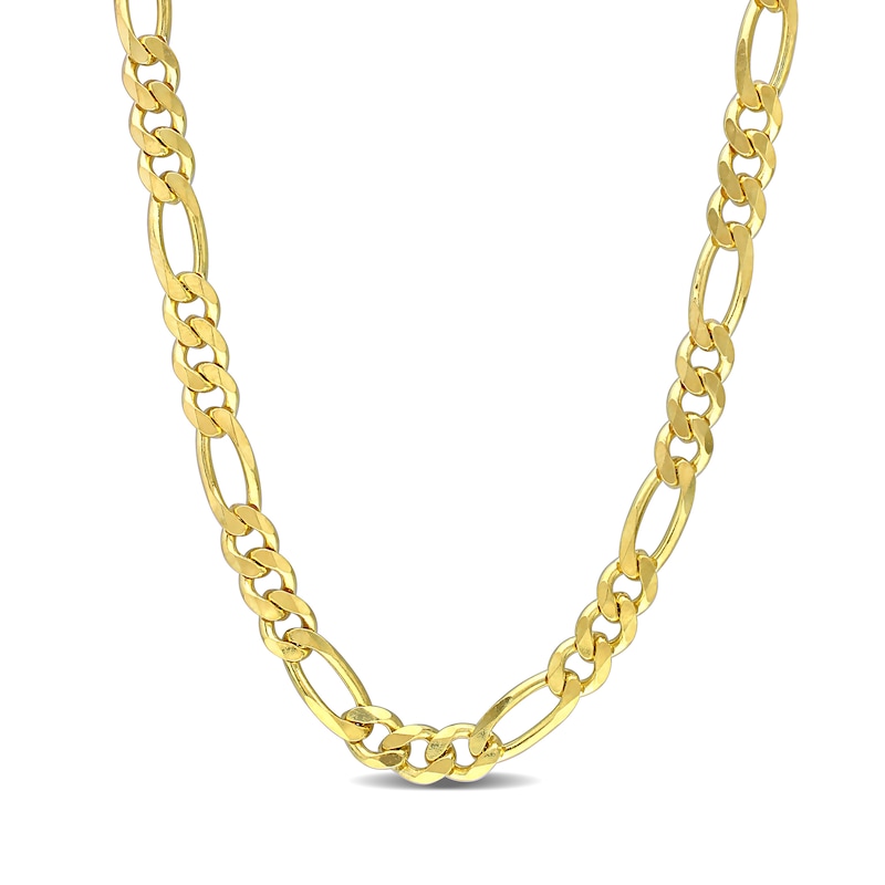 Main Image 1 of 5.5mm Figaro Chain Necklace in Sterling Silver with Yellow Rhodium