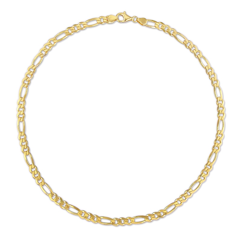 5.5mm Figaro Chain Necklace in Sterling Silver with Yellow Rhodium