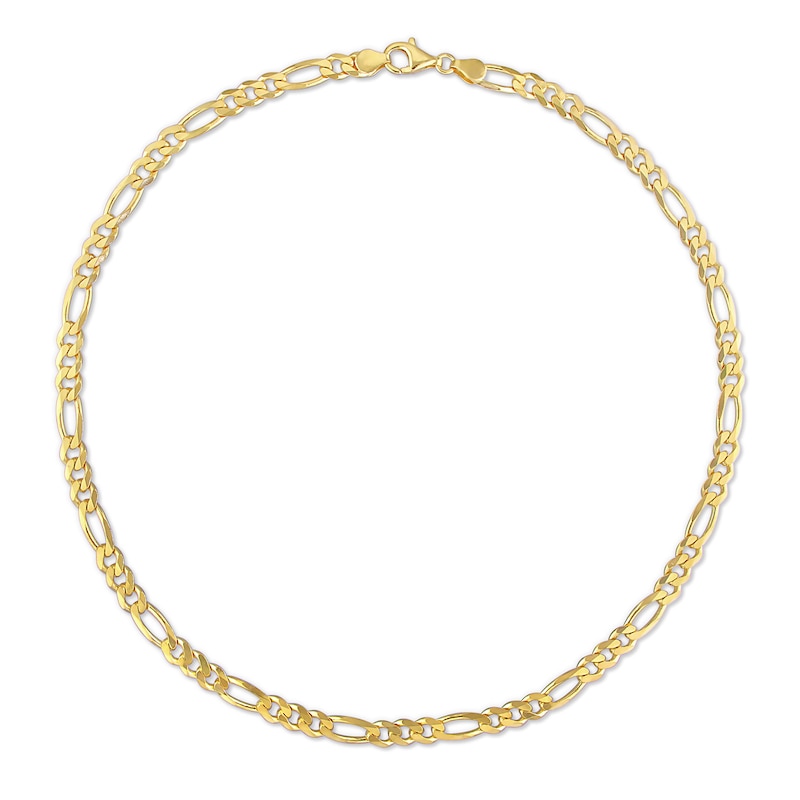 Main Image 3 of 5.5mm Figaro Chain Necklace in Sterling Silver with Yellow Rhodium