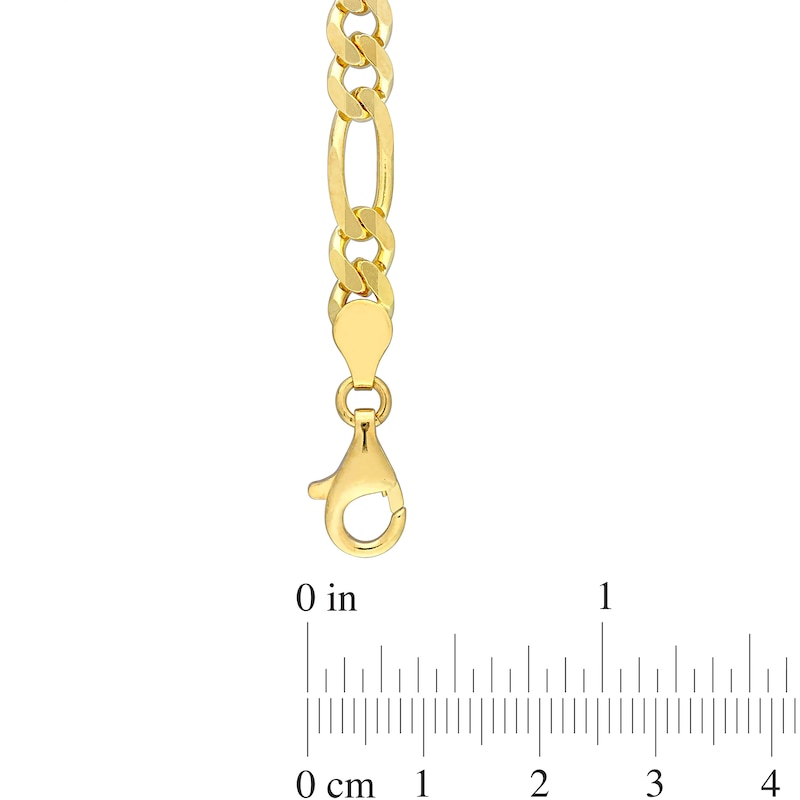 Main Image 4 of 5.5mm Figaro Chain Necklace in Sterling Silver with Yellow Rhodium