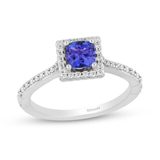 Enchanted Disney Ariel Cushion-Cut Tanzanite and 0.23 CT. T.W. Diamond Engagement Ring in 14K Two-Tone Gold