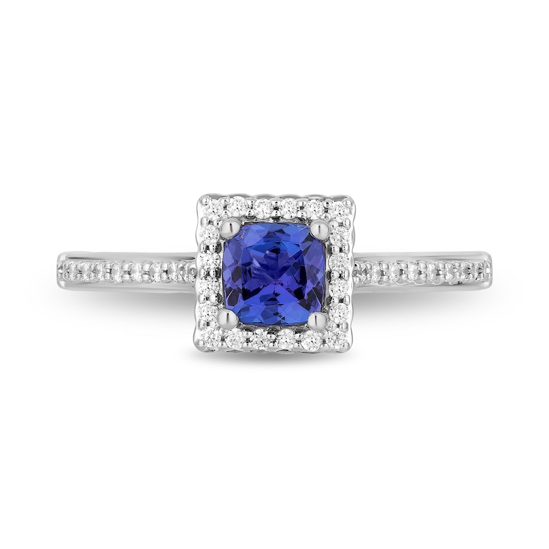 Enchanted Disney Ariel Cushion-Cut Tanzanite and 0.23 CT. T.W. Diamond Engagement Ring in 14K Two-Tone Gold