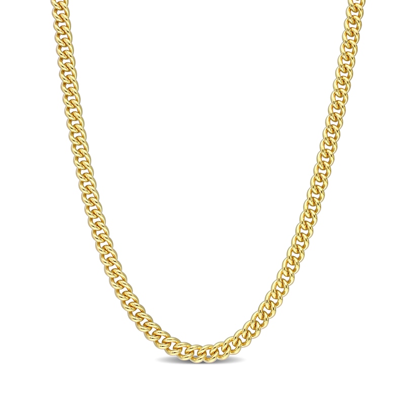 Main Image 1 of 4.4mm Curb Chain Necklace in Sterling Silver with Yellow Rhodium - 16"