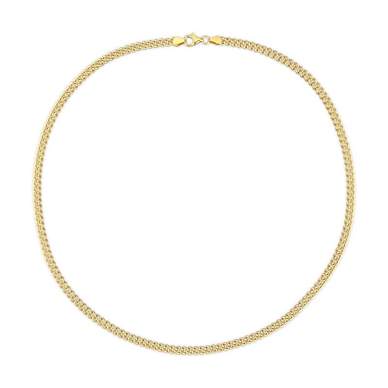 4.4mm Curb Chain Necklace in Sterling Silver with Yellow Rhodium - 16"