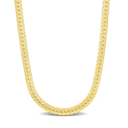 5.0mm Herringbone Chain Necklace in Sterling Silver with Yellow Rhodium - 16&quot;