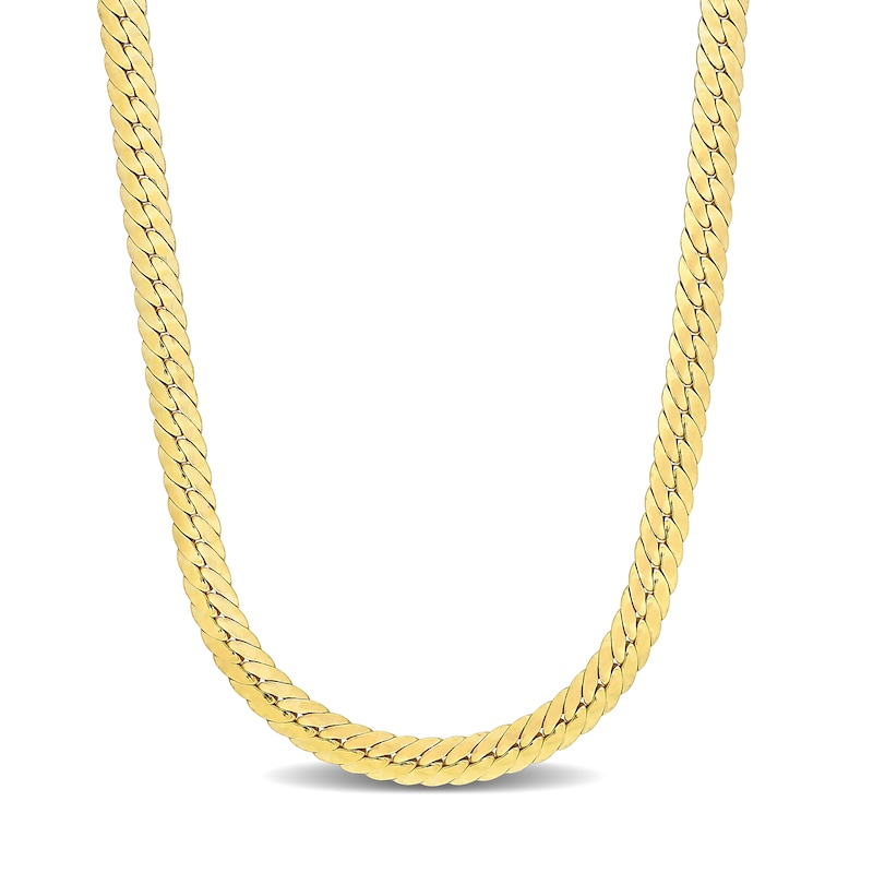 5.0mm Herringbone Chain Necklace in Sterling Silver with Yellow Rhodium - 16"