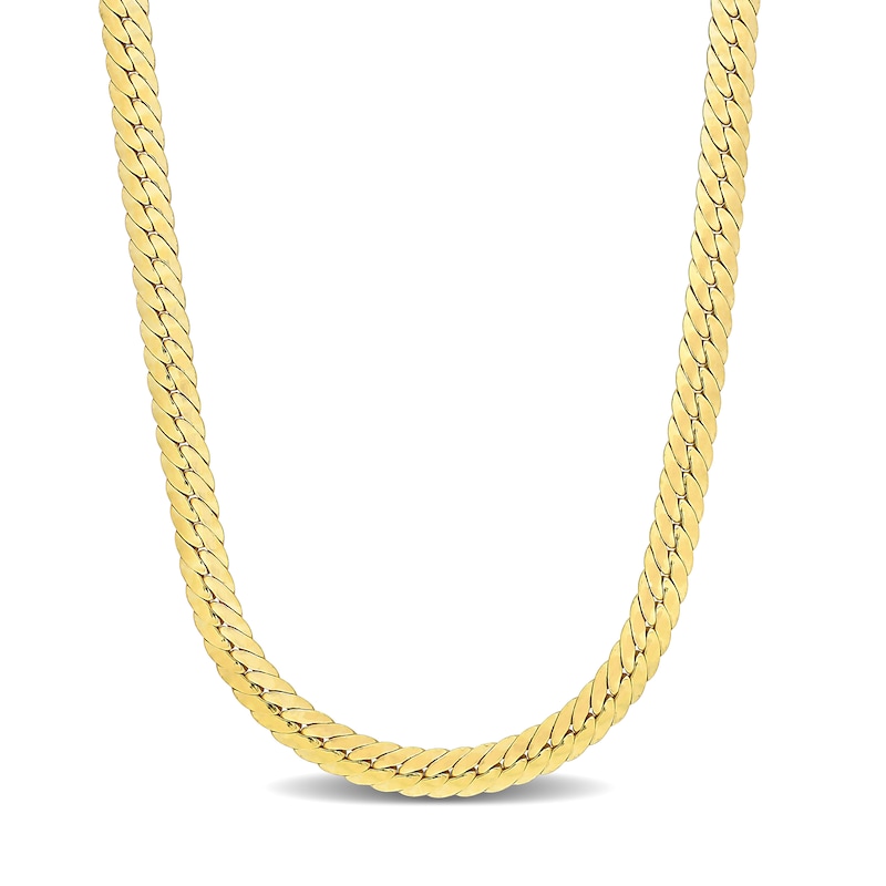 Main Image 1 of 5.0mm Herringbone Chain Necklace in Sterling Silver with Yellow Rhodium - 16"