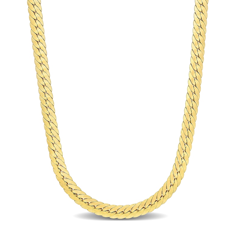 5.0mm Herringbone Chain Necklace in Sterling Silver with Yellow Rhodium - 16"|Peoples Jewellers