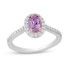 Thumbnail Image 0 of Enchanted Disney Rapunzel Oval Amethyst and 0.29 CT. T.W. Diamond Frame Engagement Ring in 14K Two-Tone Gold