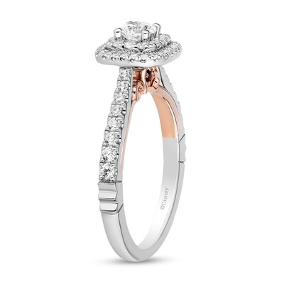 Enchanted Disney Snow White 0.69 CT. T.W. Diamond Double Cushion-Shaped Frame Engagement Ring in 14K Two-Tone Gold
