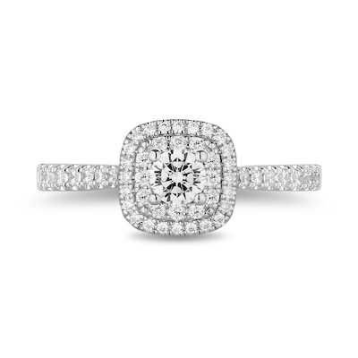 Enchanted Disney Snow White 0.69 CT. T.W. Diamond Double Cushion-Shaped Frame Engagement Ring in 14K Two-Tone Gold