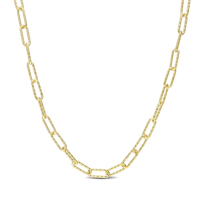 5.0mm Diamond-Cut Paper Clip Chain Necklace in Sterling Silver with Yellow Rhodium - 24"