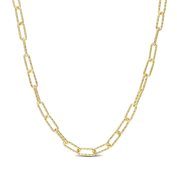 5.0mm Diamond-Cut Paper Clip Chain Necklace in Sterling Silver with Yellow Rhodium - 24"