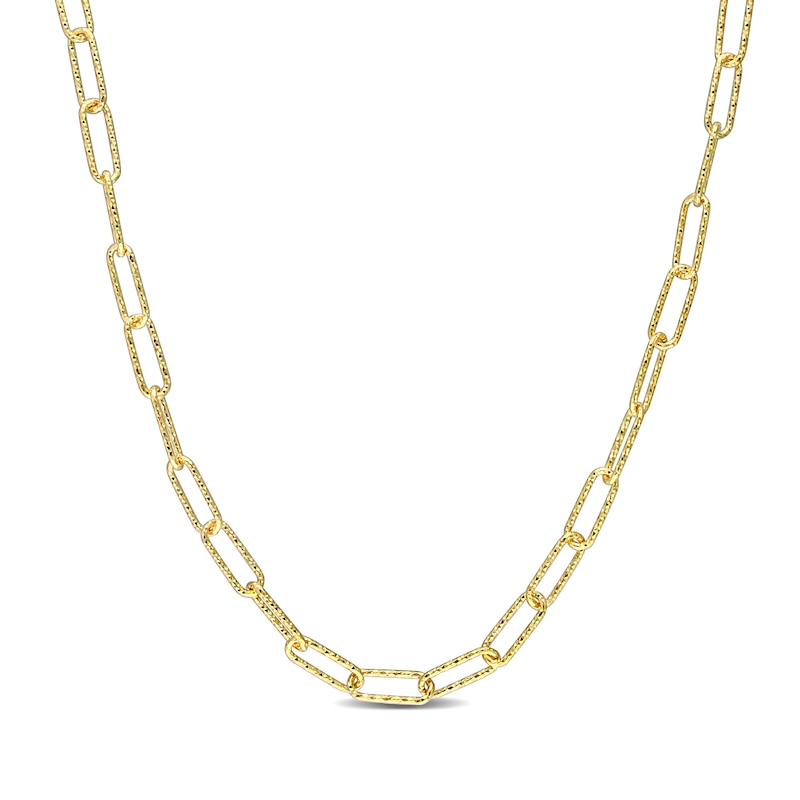 5.0mm Diamond-Cut Paper Clip Chain Necklace in Sterling Silver with Yellow Rhodium - 24"