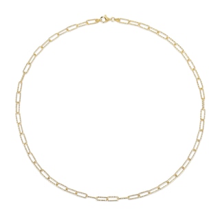 5.0mm Diamond-Cut Paper Clip Chain Necklace in Sterling Silver with Yellow Rhodium - 24"