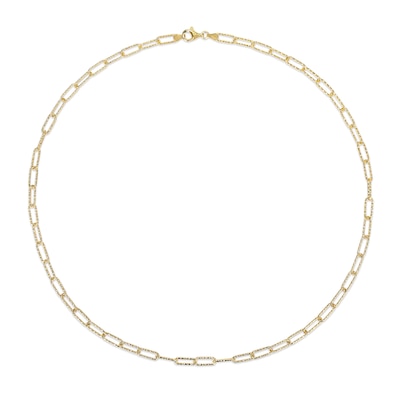 5.0mm Diamond-Cut Paper Clip Chain Necklace in Sterling Silver with Yellow Rhodium - 24"