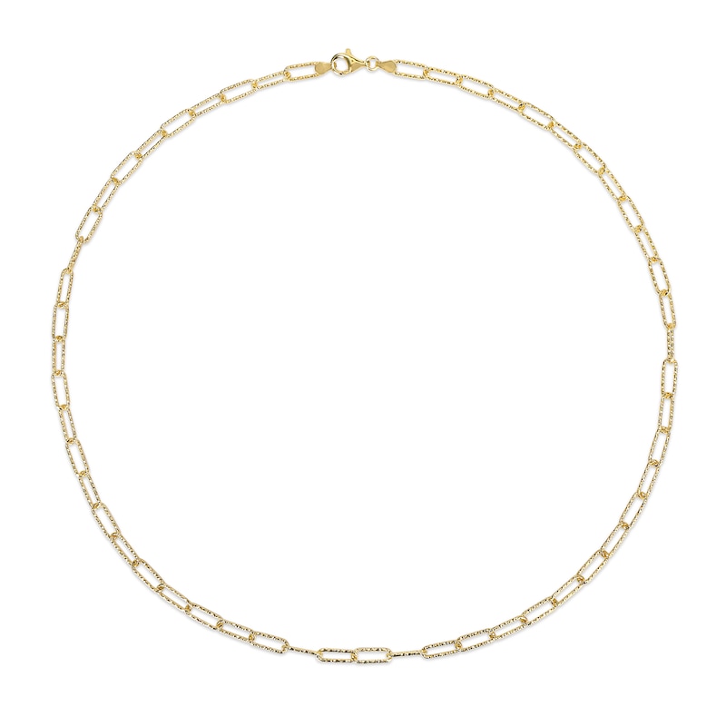 5.0mm Diamond-Cut Paper Clip Chain Necklace in Sterling Silver with Yellow Rhodium - 24"