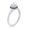 Thumbnail Image 2 of Vera Wang Love Collection 0.69 CT. T.W. Diamond and Blue Sapphire Double Frame Engagement Ring in 14K White Gold
