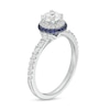 Vera Wang Love Collection 0.69 CT. T.W. Diamond and Blue Sapphire Double Frame Engagement Ring in 14K White Gold