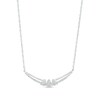 Thumbnail Image 0 of 0.20 CT. T.W. Pear-Shaped Multi-Diamond Trio Curved Necklace in Sterling Silver