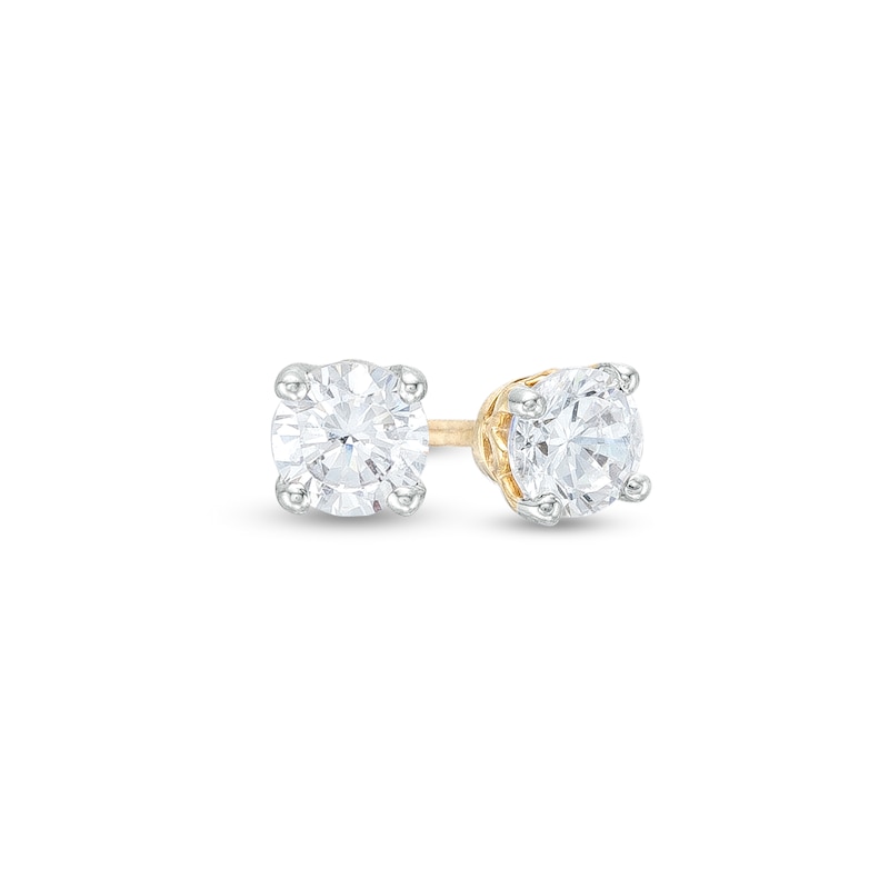 Trouvaille Collection CT. T.W. DeBeers®-Graded Diamond Solitaire Stud Earrings in 14K Gold (F/I1)|Peoples Jewellers