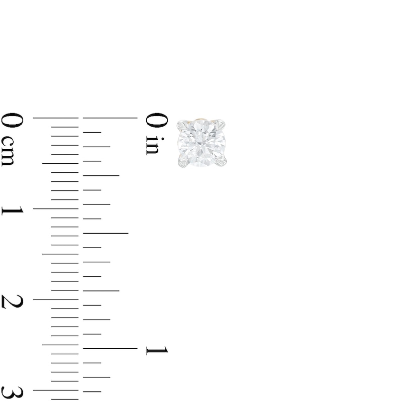 Main Image 3 of Trouvaille Collection 1.00 CT. T.W. DeBeers®-Graded Diamond Solitaire Stud Earrings in 14K Gold (F/I1)