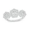 Thumbnail Image 0 of 1.00 CT. T.W. Multi-Diamond Frame Flower Trio Ring in 10K White Gold